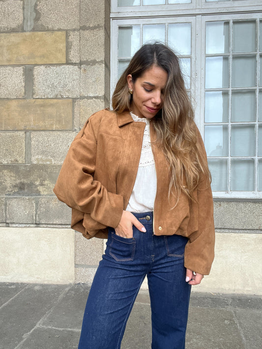 Veste effet suédine Léonie camel