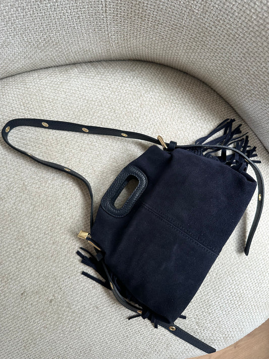 Sac à main en cuir Jodie bleu marine