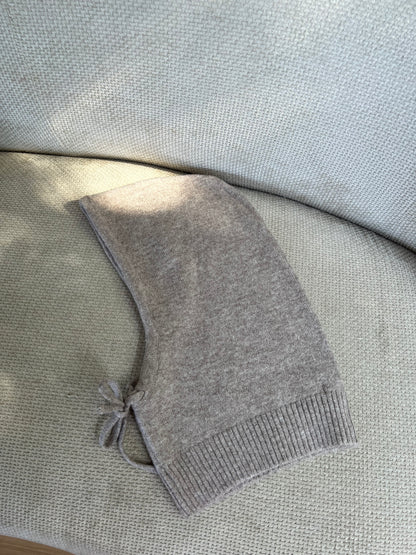 Cagoule léopard en laine et cachemire taupe
