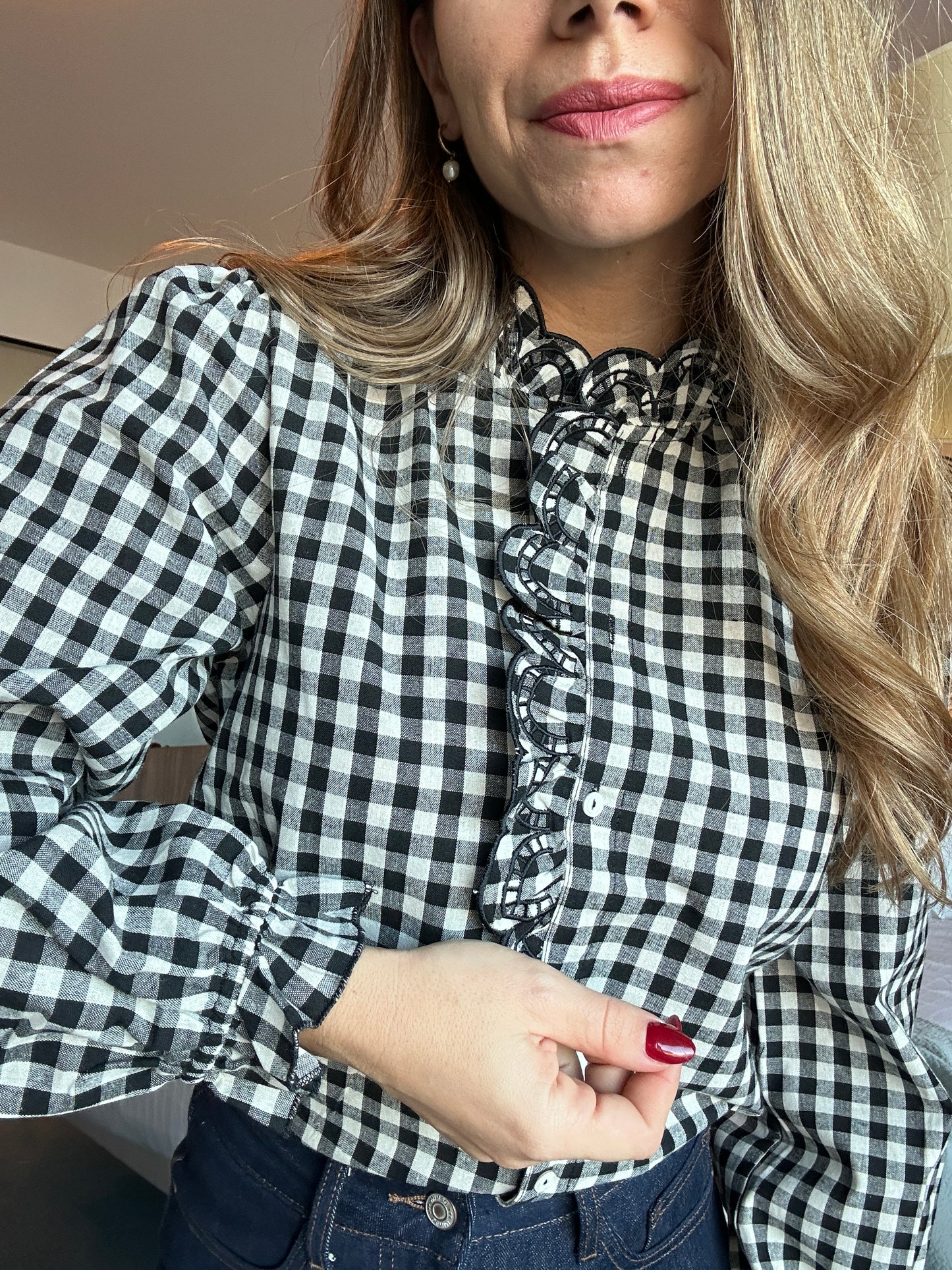 Blouse vichy noire Léonor