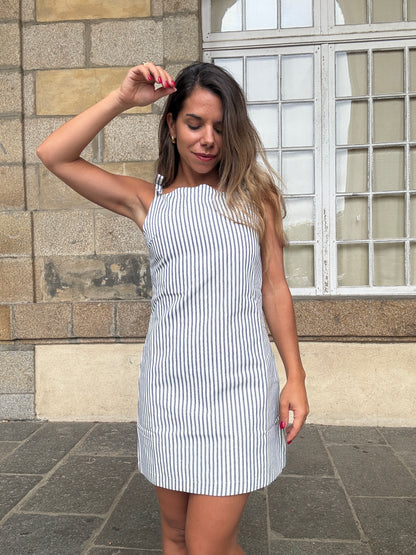 Robe rayée Sixtine bleu marine