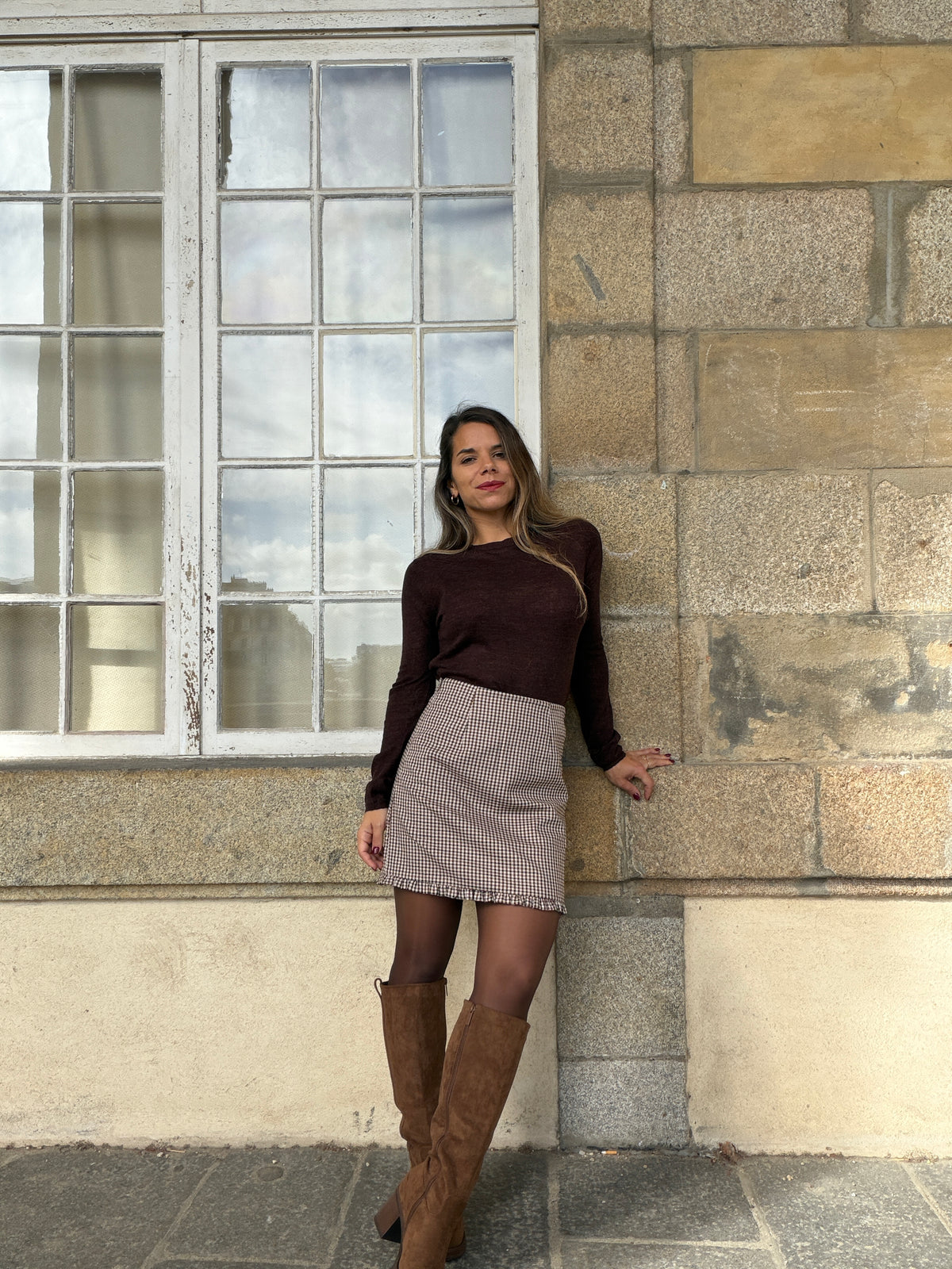 Pull fin Faustine chocolat