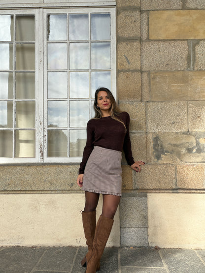 Pull fin Faustine chocolat