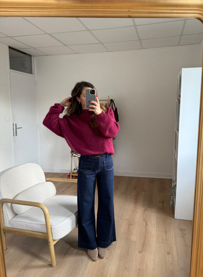 Pull en maille à col rond Hortense bordeaux