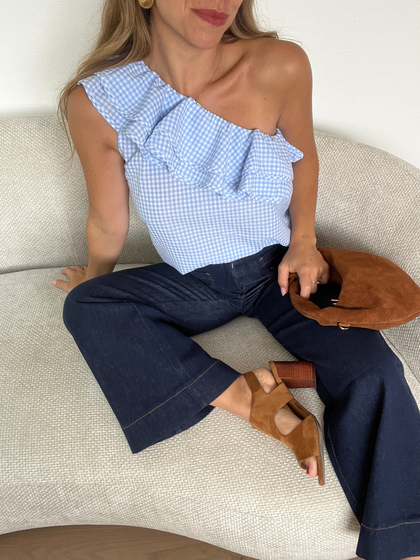 Top Ellie vichy bleu ciel