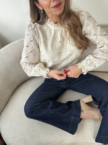 Blouse en dentelle écrue Alma