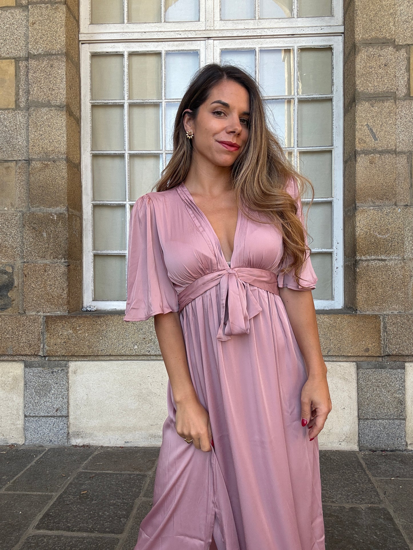 Robe longue Suzy vieux rose