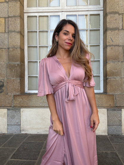 Robe longue Suzy vieux rose
