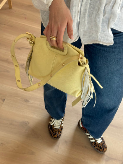 Sac à main en cuir Jodie jaune pâle