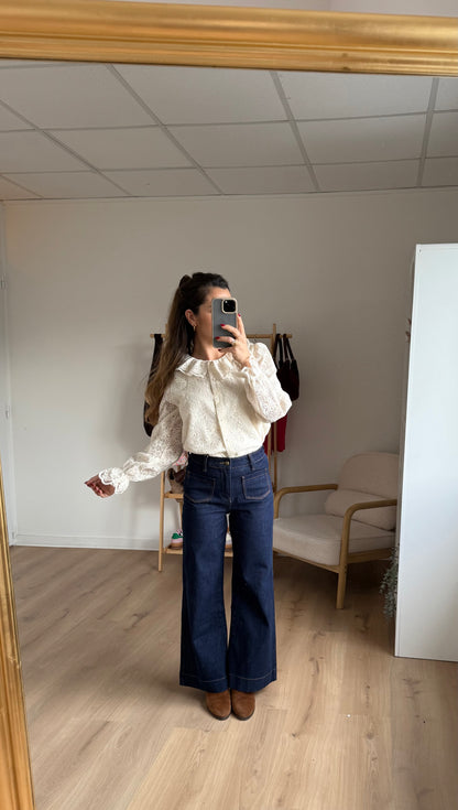 Blouse en dentelle écrue Constance