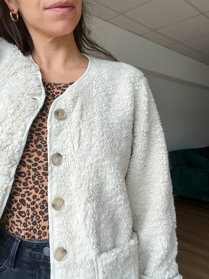 Veste moumoute réversible Simone écrue