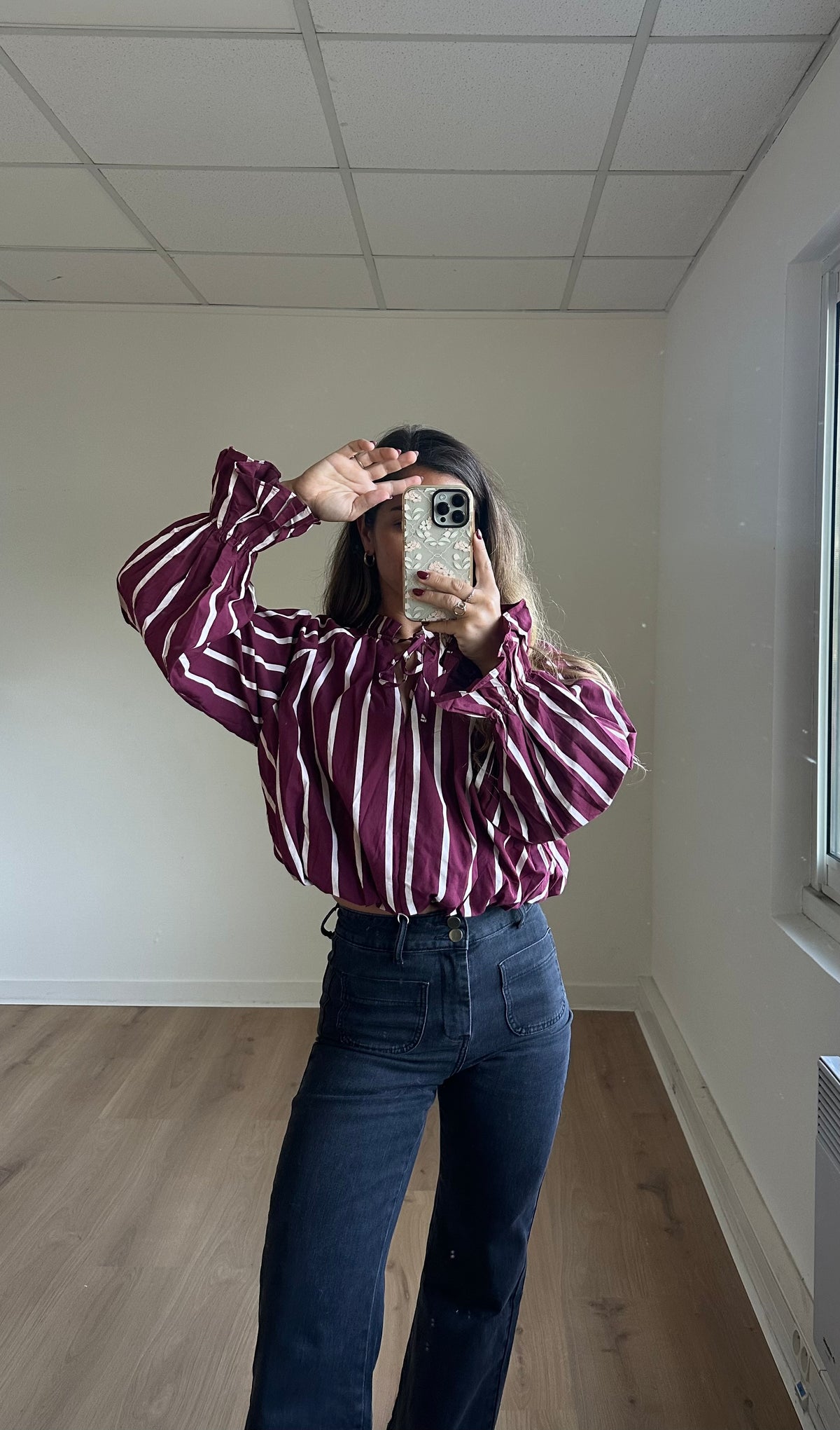 Chemise Nina à rayures bordeaux