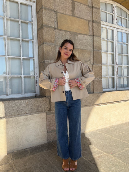 Veste trench liberty en coton beige Edith