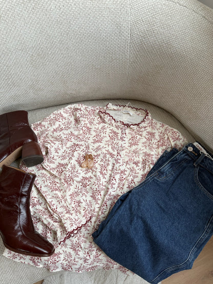 Blouse fleurie Amélia Bordeaux