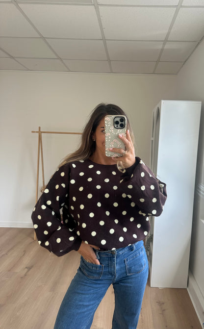 Pull à pois chocolat Zélie