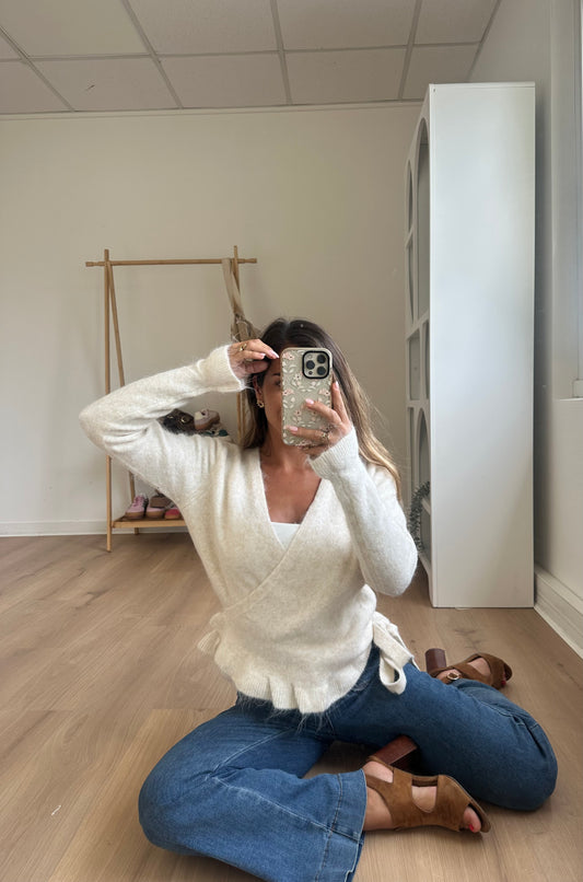 Cardigan à noeud Helena beige