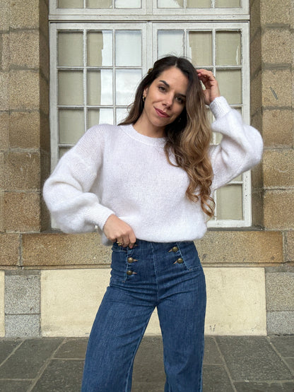 Maille en mohair et laine Gaia blanche