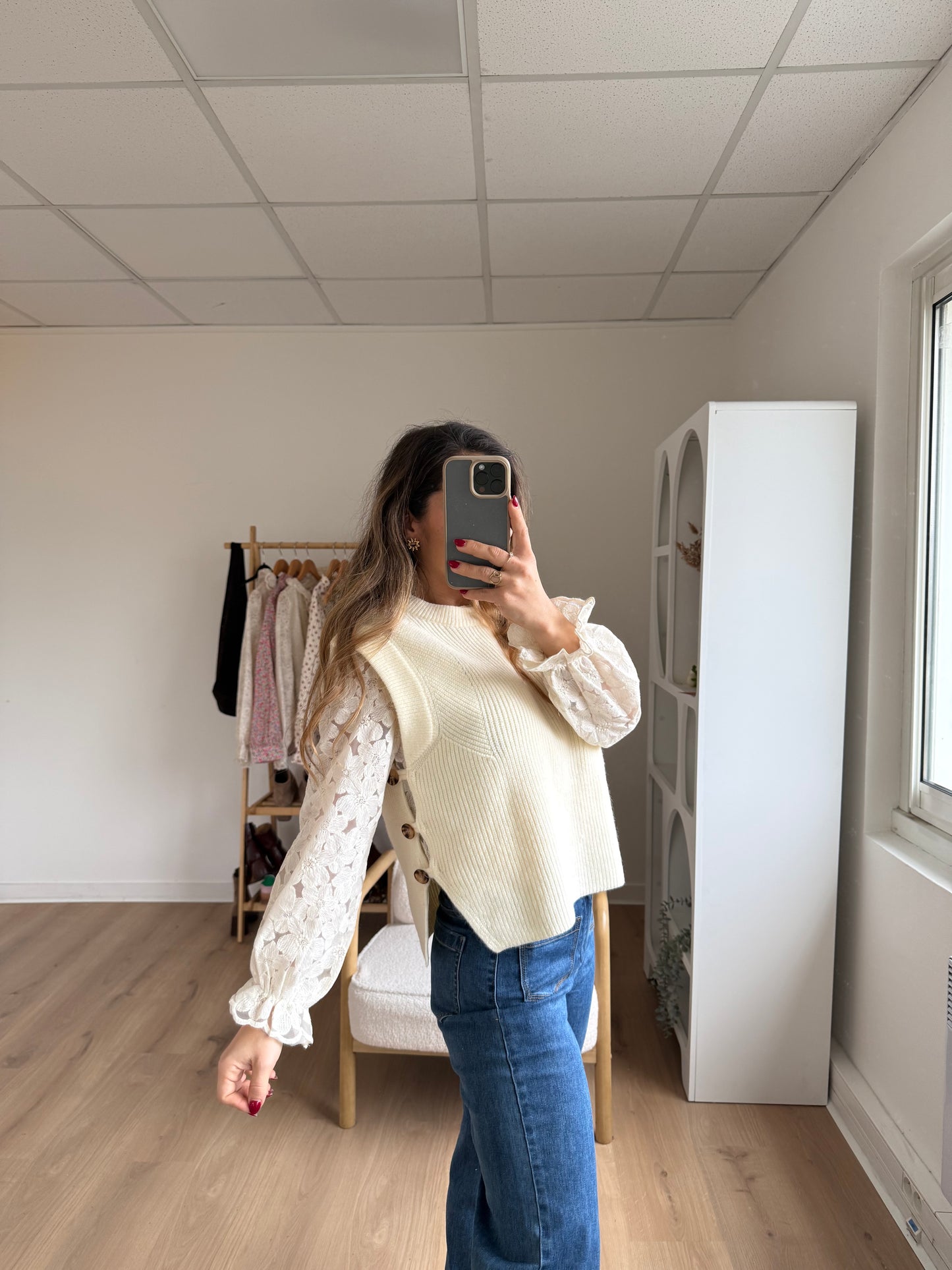 Pull sans manches Isaure écru