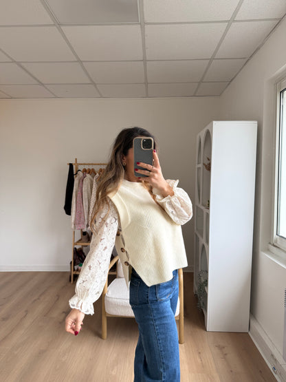 Pull sans manches Isaure écru