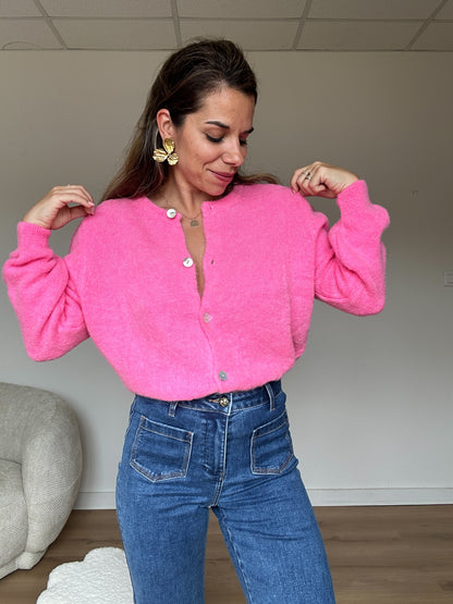 Maille en laine Léonie rose bonbon