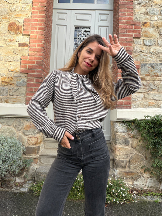 Pull rayé Eloïse chocolat