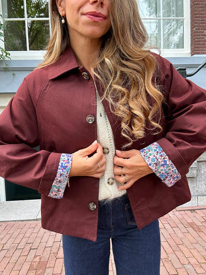 Veste trench Edith en coton Liberty bordeaux
