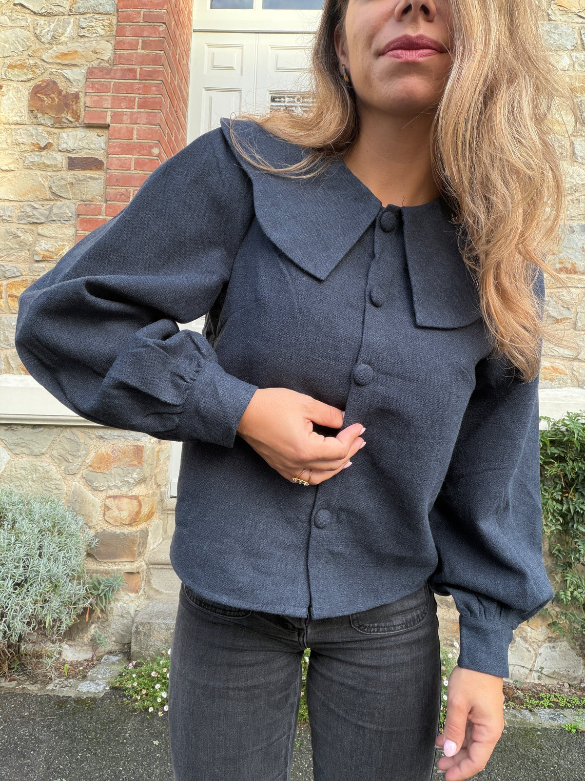 Blouse à col volanté Elisabeth