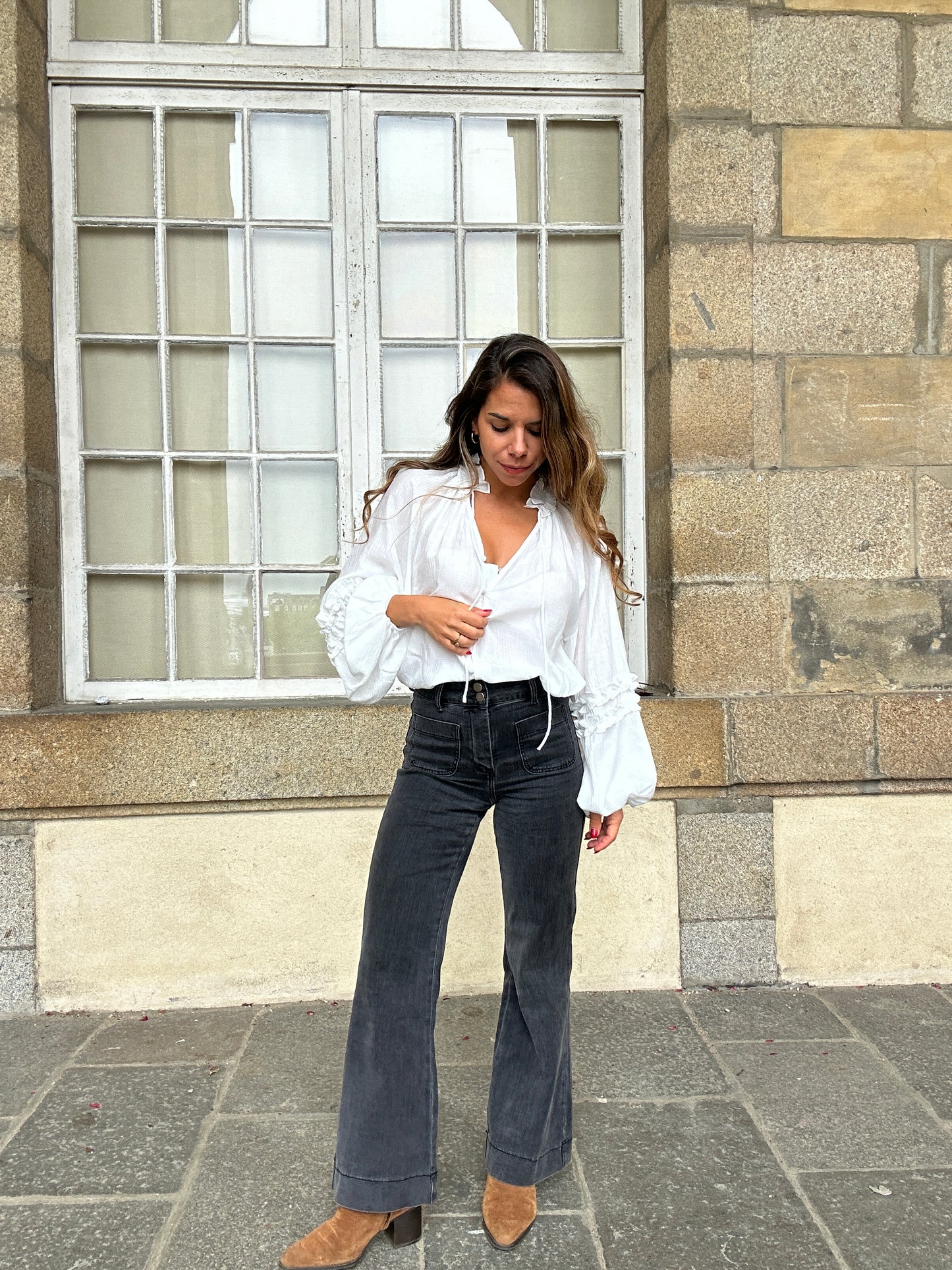 Blouse Esmée à volants écru