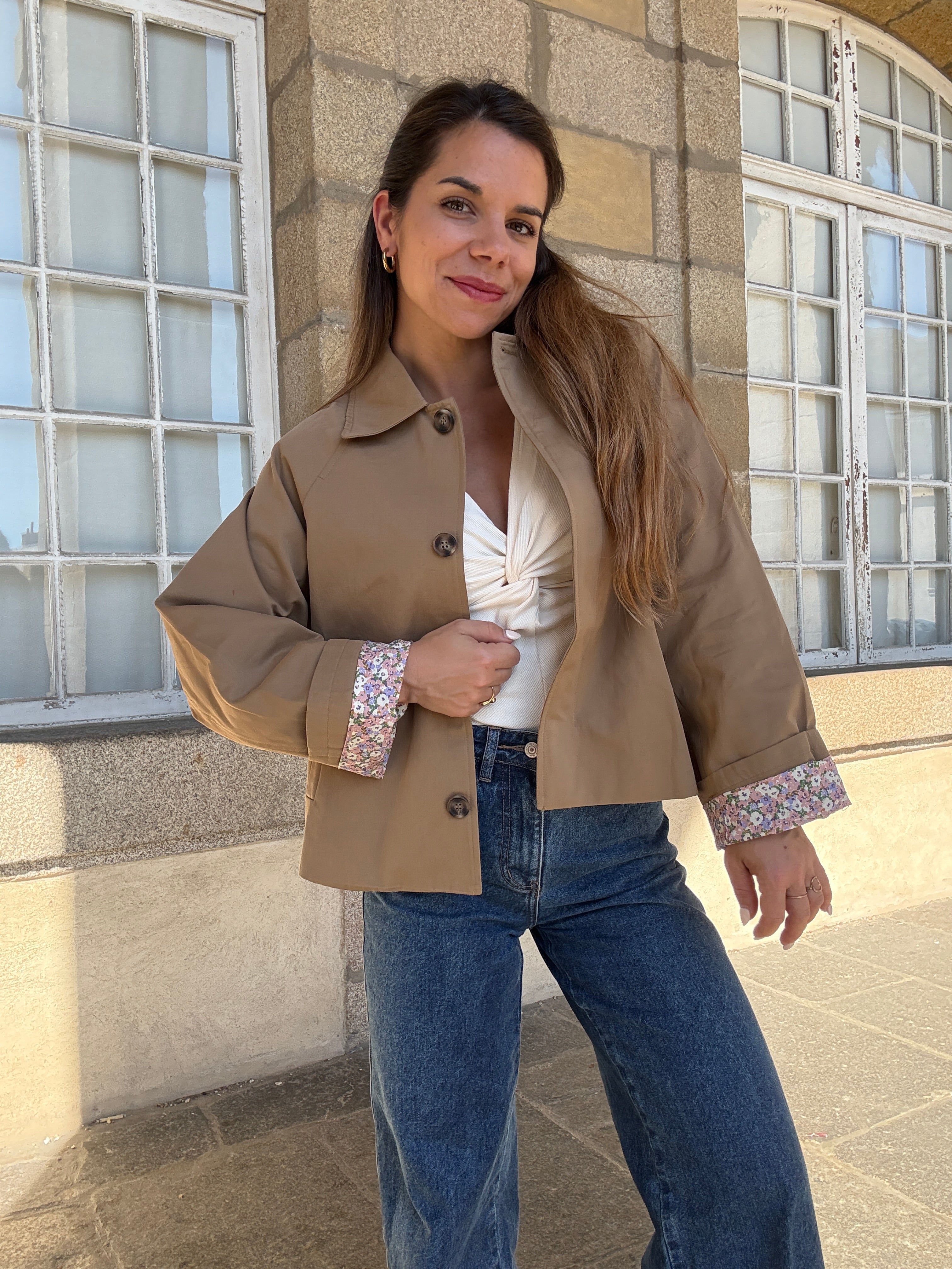 Veste trench Edith en coton Liberty camel – Casacastille