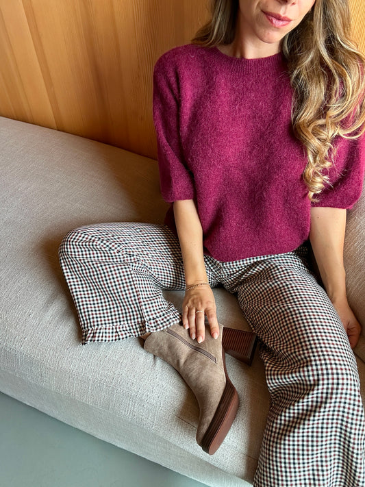 Pantalon large à volants à carreaux Gabriel