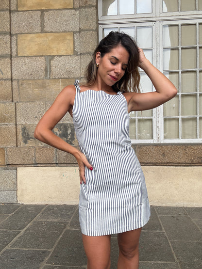 Robe rayée Sixtine bleu marine