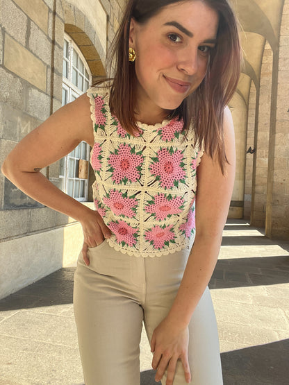 Top en crochet Livia rose