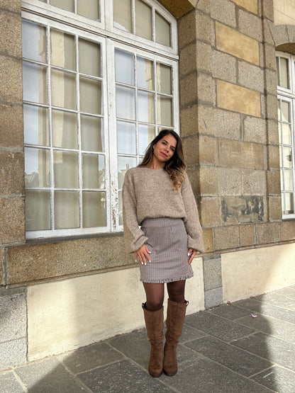 Jupe à carreaux Gisèle marron