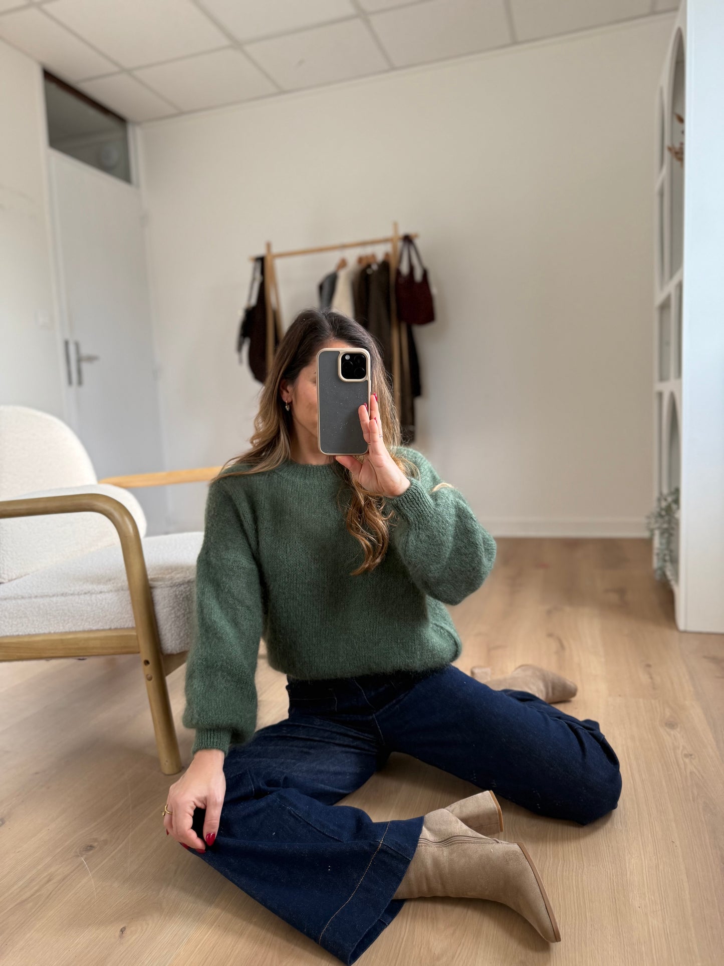 Maille en mohair et laine Gaia kaki