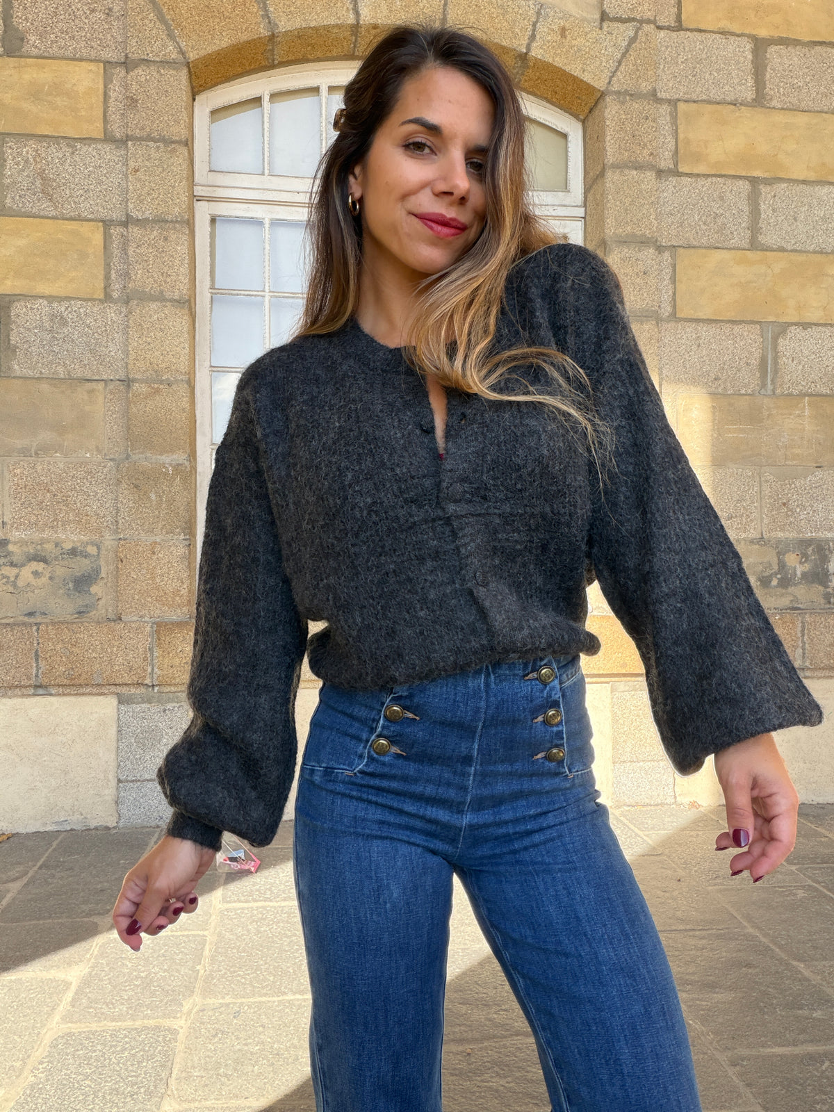 Cardigan Lise gris anthracite