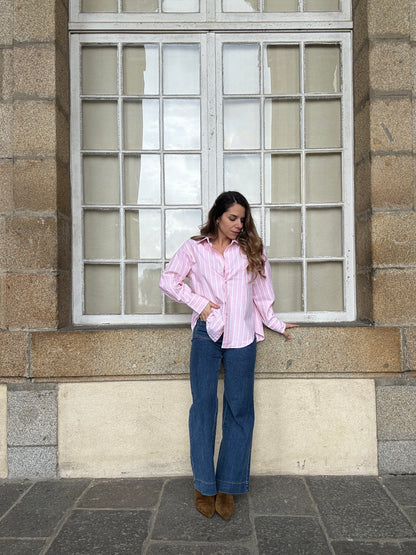 Chemise à rayures baby pink