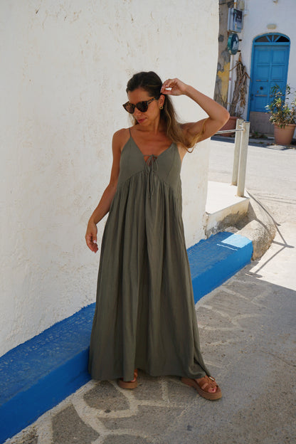 Robe longue Stella kaki