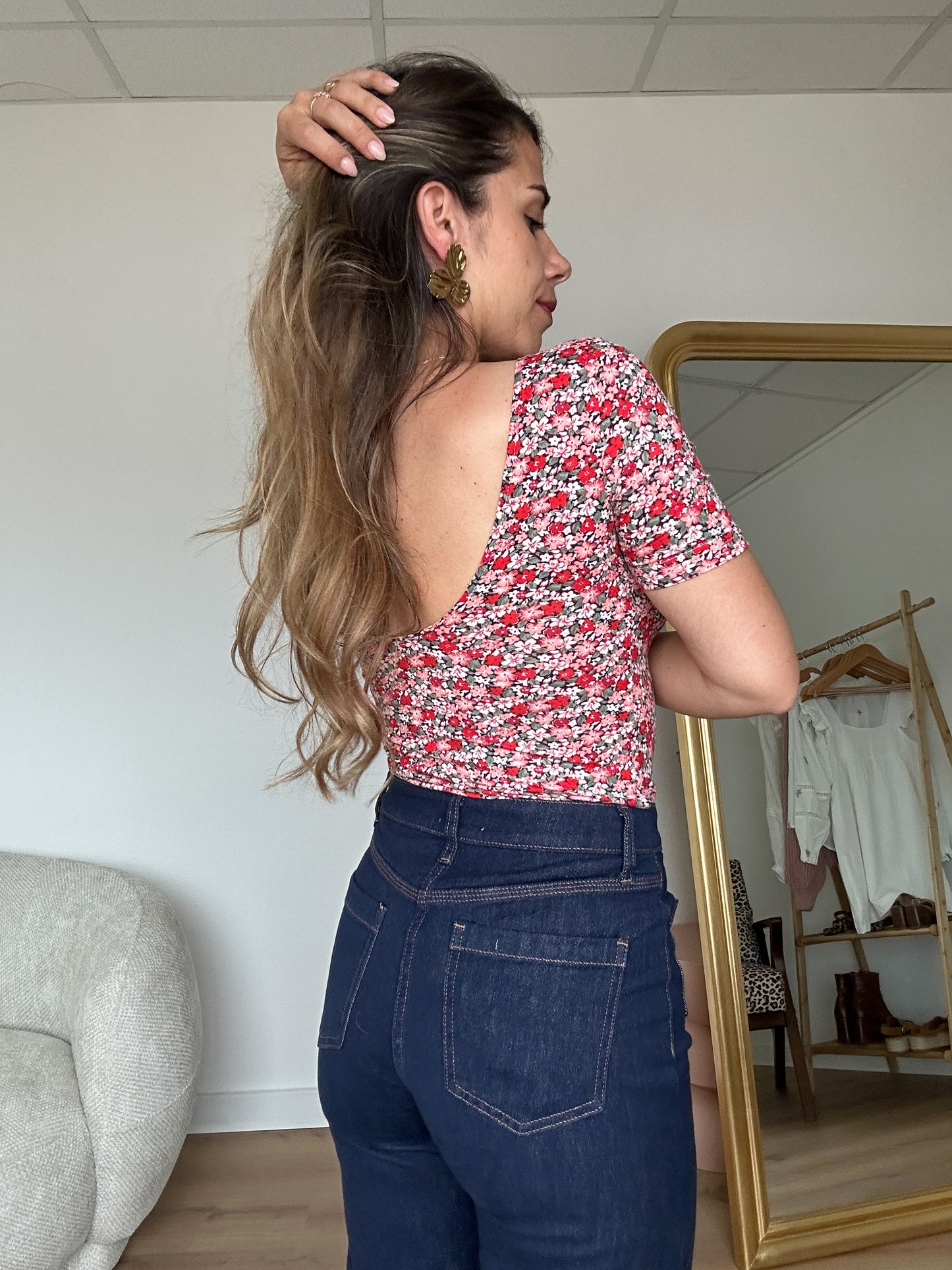 Body Thelma rouge fleurie