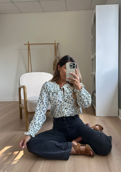 Blouse à col large fleurie Maria