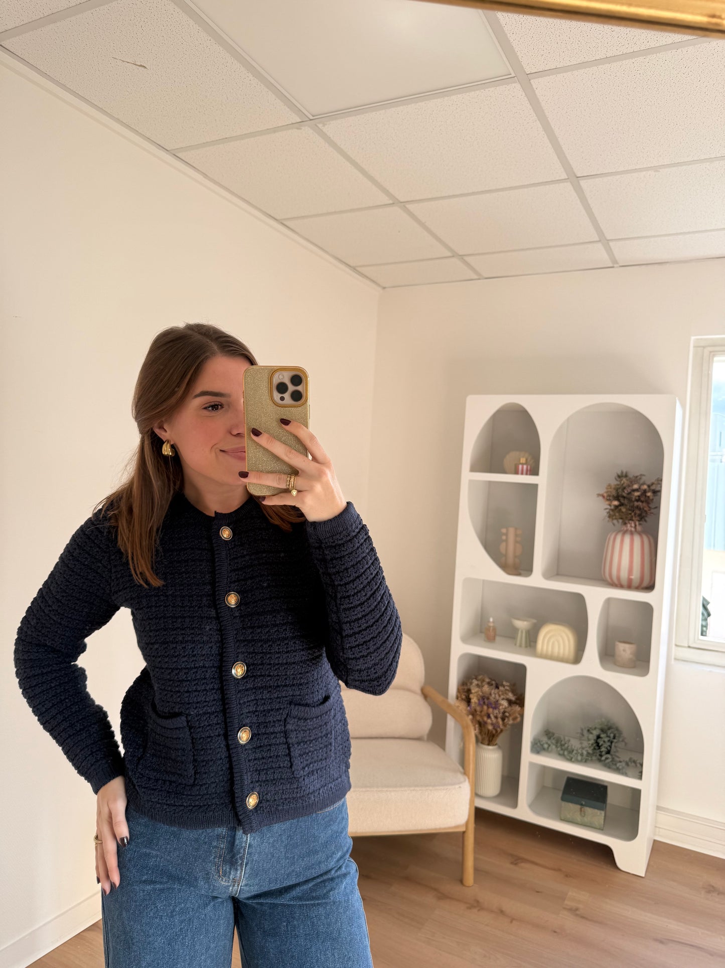 Cardigan à grosses mailles Navy