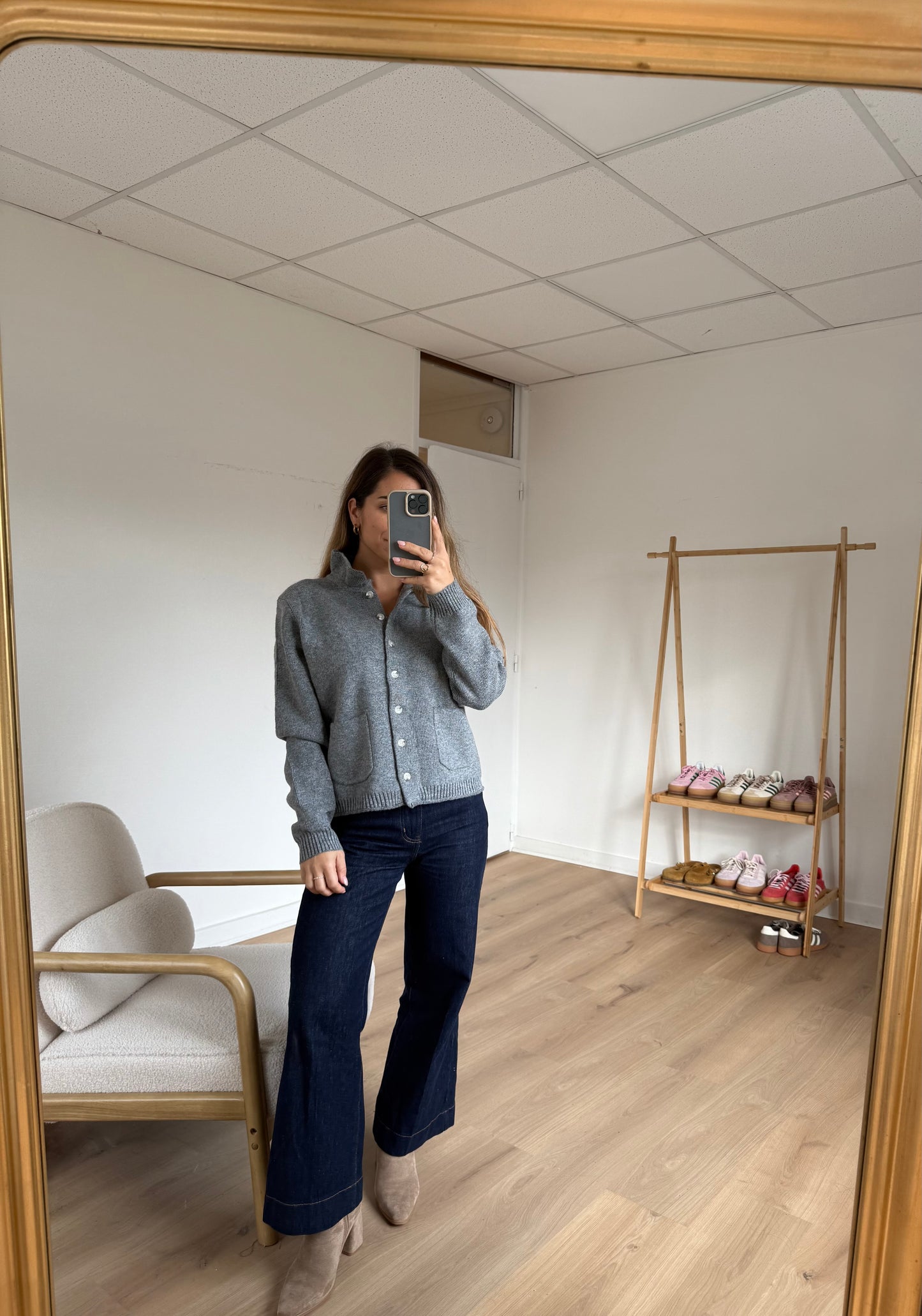 Cardigan à col Colette gris