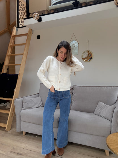 Cardigan à grosses mailles Giulia écru