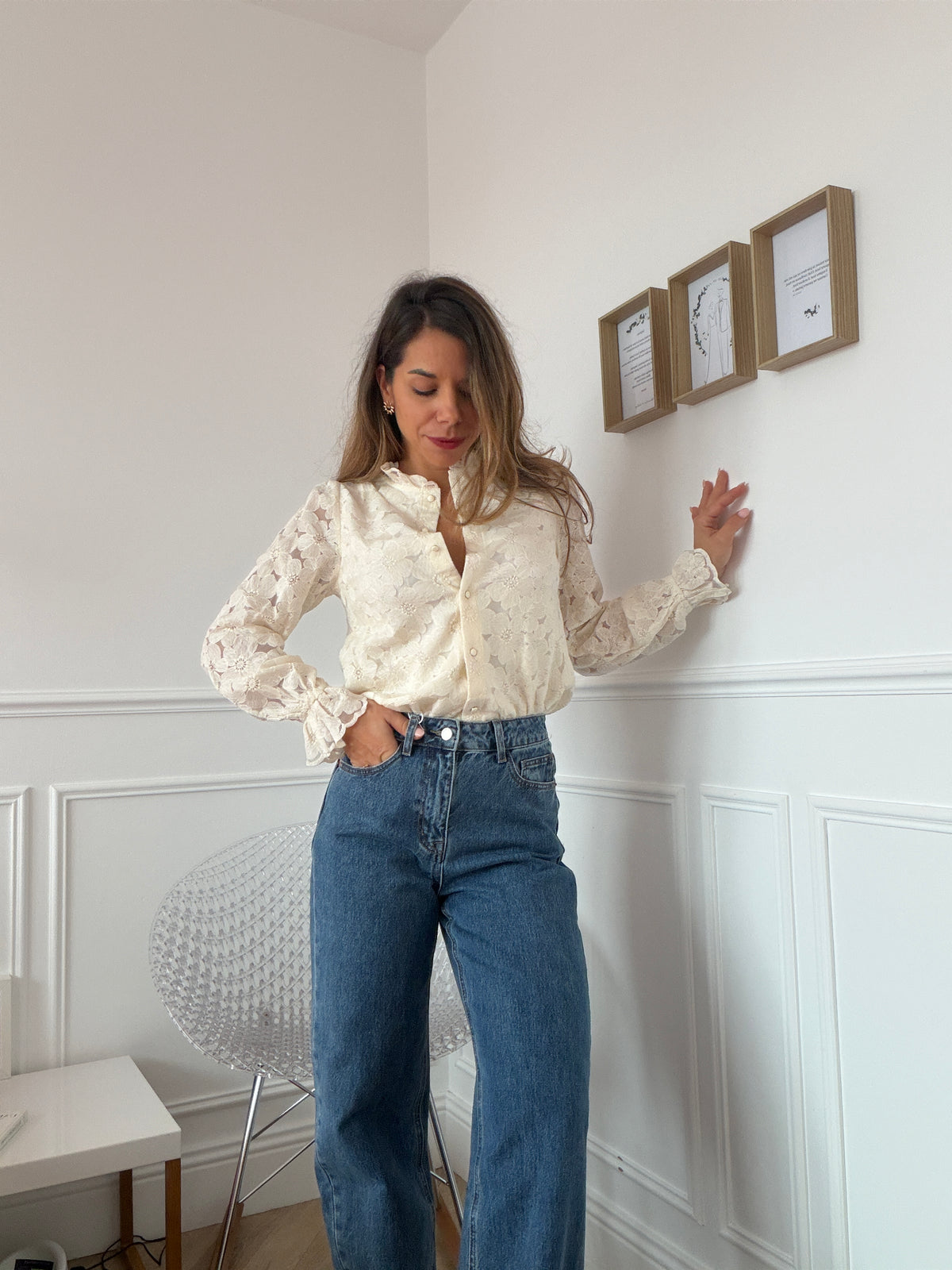 Blouse en dentelle écrue Léandre