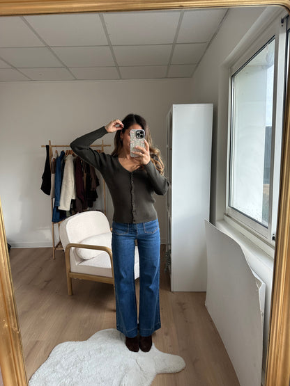 Cardigan fin Louise kaki