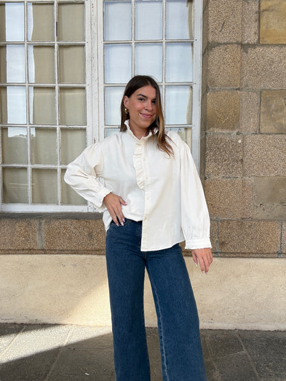 Blouse à col volanté Margaux blanche