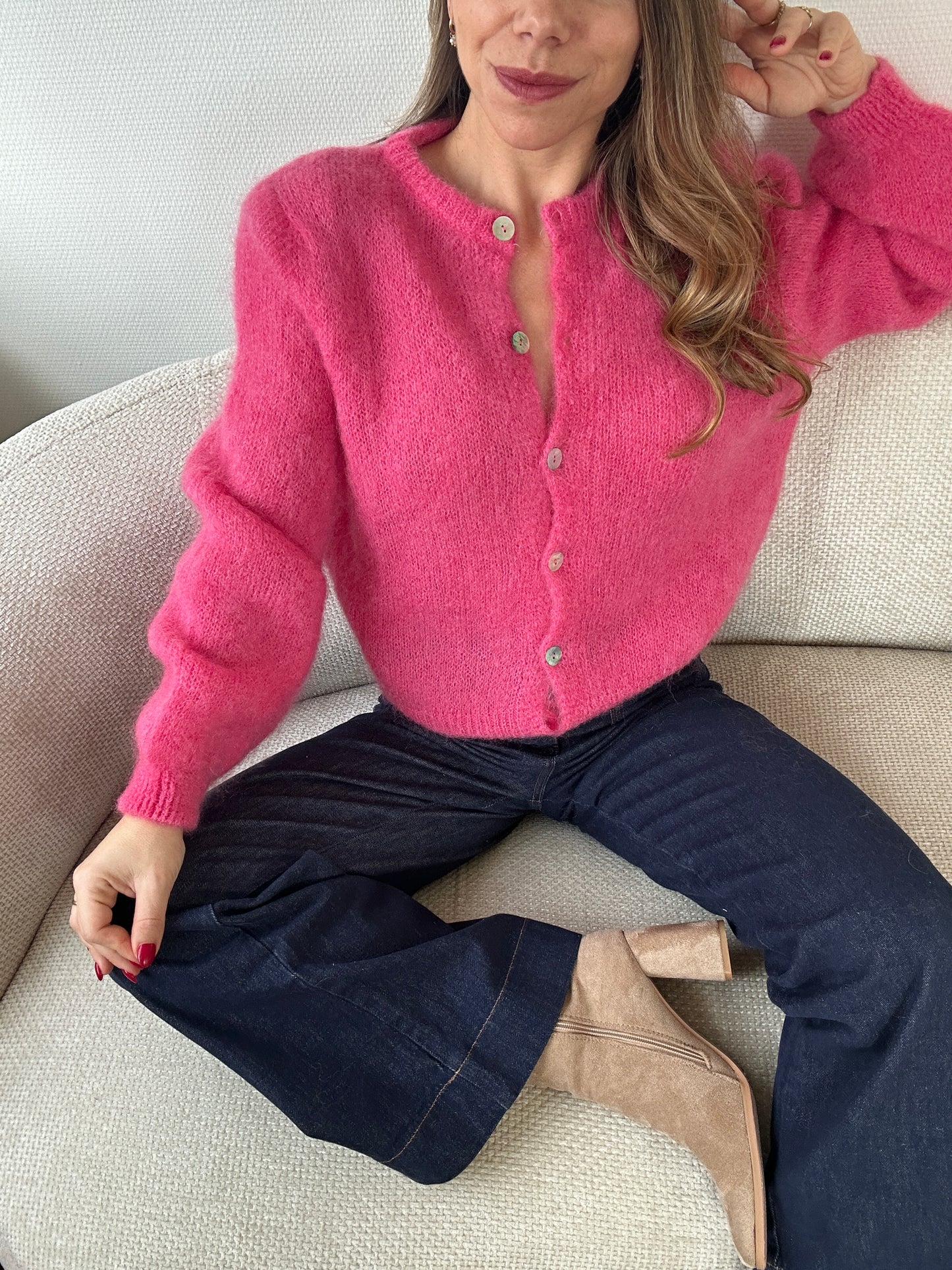 Maille en laine Bianca rose bonbon