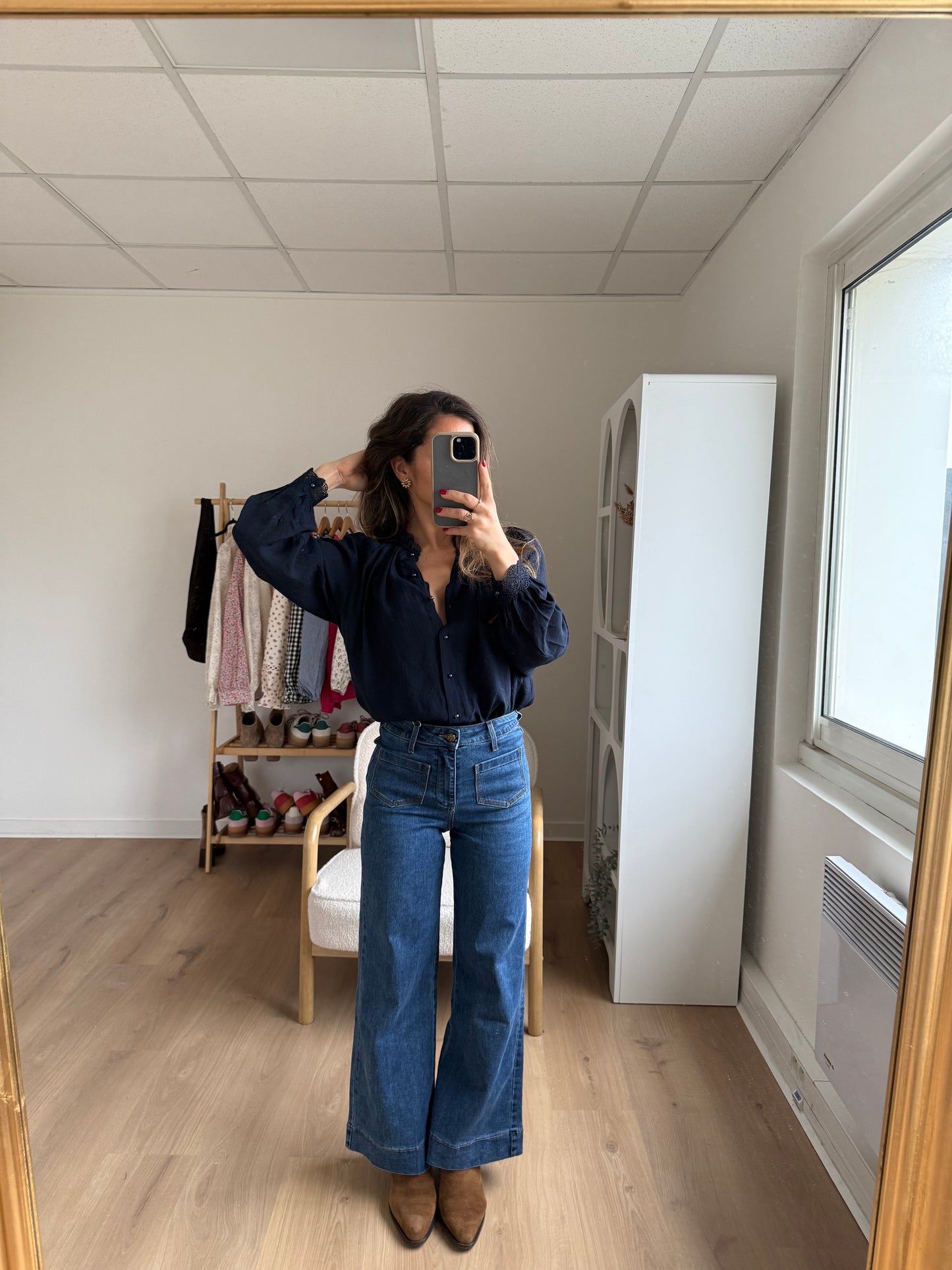 Blouse brodée bleue marine Maïwenn