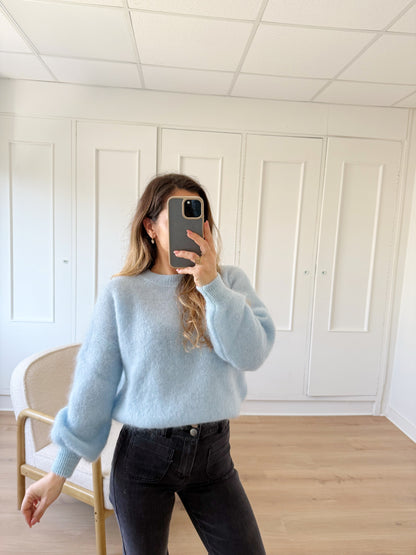 Maille en mohair et laine Gaia bleu glacier