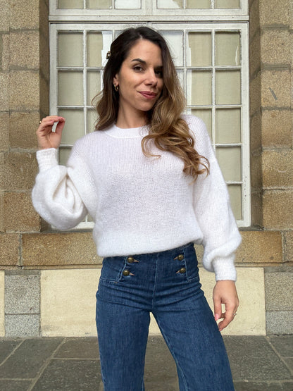 Maille en mohair et laine Gaia blanche