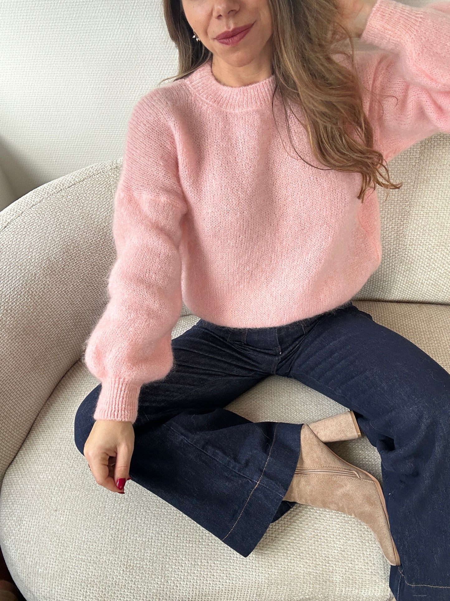 Maille en mohair et laine Gaia baby pink